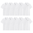 White (5-Pack) 6 10-Pack School Uniform Tagless Polo Tshirt for Little Boys & Big Boys